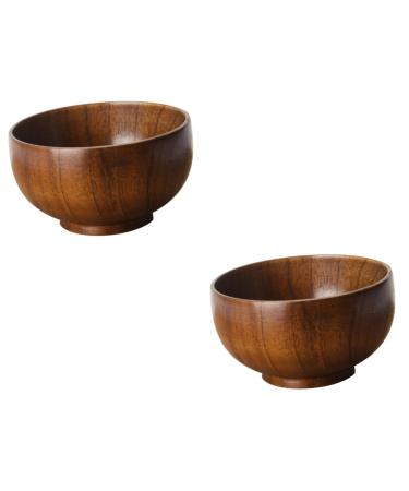 ABOOFAN 2 Pcs Salad Bowl Japanese Rice Bowls Wooden Dessert Bowl Wooden Tableware Wooden Wheel Snack As Shownx2pcs 12x12x6.7cmx2pcs