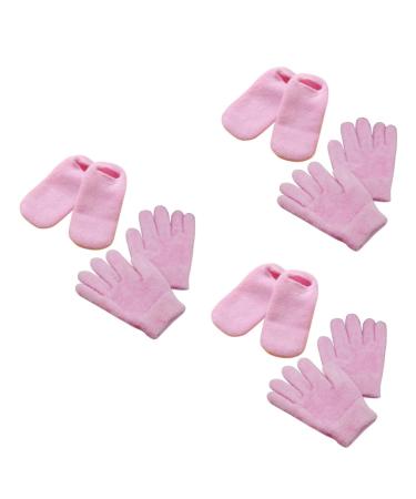 Healeved 6 Pairs Moisturizing Gloves Grooming Glove Mitten Moisturizing Gel Gloves Skin Softening Socks Moisturizing Hand Gloves Gelt Cracked Feet Socks Paraffin Oveglove Spa Pink Whitening