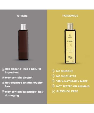 Farmonics Onion Hair Oil with Coconut, Black Seed & Jojoba Oils - 200ml | Promotes Stronger, Healthier Hair, Ideal for Hair Loss & Dandruff | No Silicones/Parabens - Buy Online on GoSupps.com