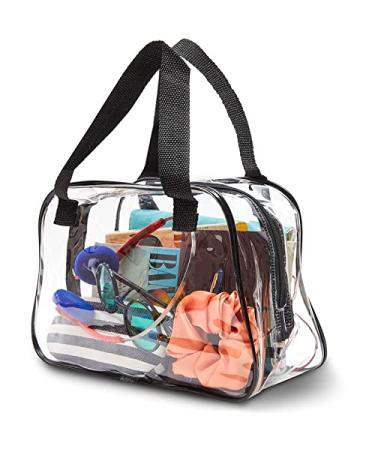 Stadium Approved Clear Tote Handbag with Handles, Large Plastic Bag with Zipper for Concerts (11x4x7 In)
