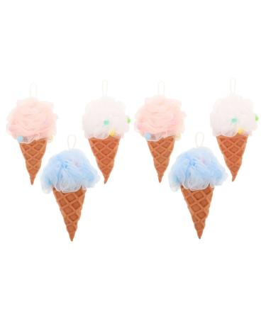 NOLITOY 6pcs Bath Ball Shower Ball Ice Cream Bath Shower Sponges for Women Exfoliating Sponge Body Loofahs for Shower Exfoliate Body Sponges for Shower Reusable Travel