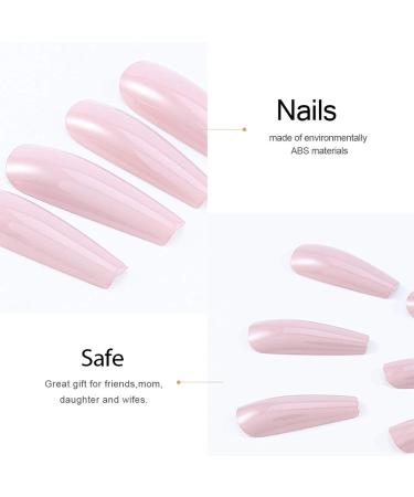Unicra Coffin Long False Nails - Pure Color Ballerina Glossy Acrylic Full Cover 24pcs for Women & Girls | International Shipping Available - Buy Online on GoSupps.com