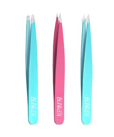 Tweezers for Eyebrows Blinkeen 3 Pack Tweezer Set Precision Tweezers for Ingrown Hair/blackhead/craf/splinter Professional Eyebrow Tweezers.(Color)