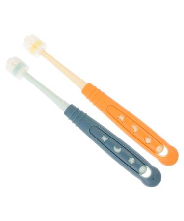 Beavorty 2 pieces 360 toothbrush silicone toothbrushes 360 degrees toothbrush soft bristle hand toothbrush silicone bristles toothbrush mouth cleaner