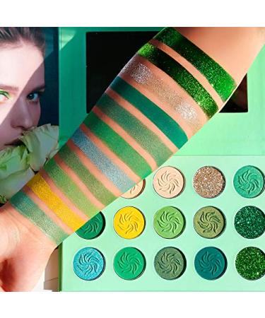 DE'LANCI Avocado Green Eyeshadow Palette - 15 Color Highly Pigmented Makeup Palette | Matte, Shimmer, Glitter | Long Wear, Vegan & Cruelty Free | Nude to Emerald Green Eye Shadow - Buy Online on GoSupps.com