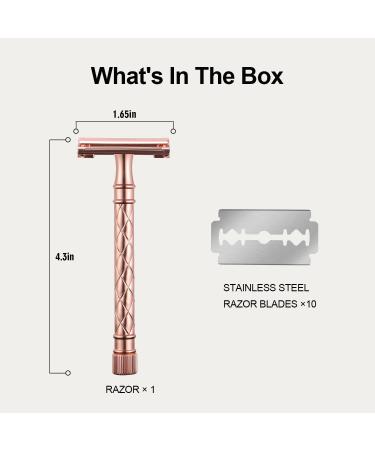 Butterfly Safety Razor for Women - Eco-Friendly Double Edge Razor with 10 Blades - Smooth Rose Gold Shaving Experience - Buy Online on GoSupps.com