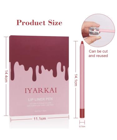 IYARKAI Matte Lip Liner Pencil Set - 12 Colors | Smudge-proof, Waterproof, Long Lasting | Ideal for Daily, Travel, Party, Work - Buy Online on GoSupps.com