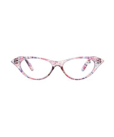 Reading glasses for men and women anti-blue light prevents eye fatigue improves sleep light comfortable convenient 1.0x 1.5x 2.5x 3.0x 4.0x including glasses case.(Color: Rosa fragmented B 1.5x pink fragmented flowers