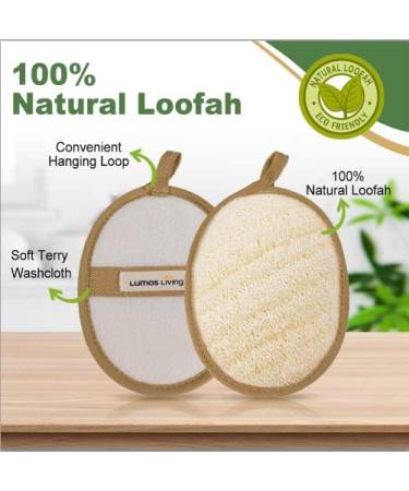 Premium Natural Exfoliating Loofah Pad Sponge Body Scrubber (2 Pack) - Lumos Living - Buy Online on GoSupps.com