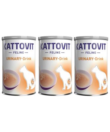 Kattovit Urinary Drink with Chicken | Pack of 3 | 3 x 135 ML | Complementary food for cats prone to recurrent struvite stones | May help increase fluid intake