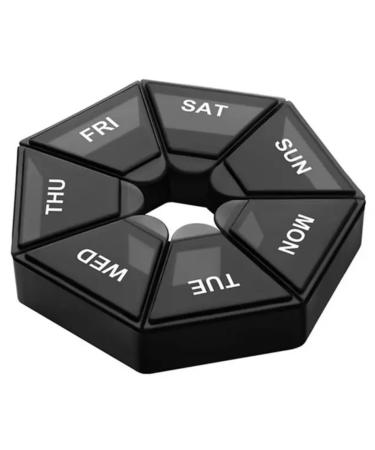 QUANTUM LEAP Weekly Pill Organizer (Black) 1 Count (Pack of 1)