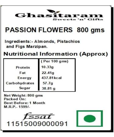 Ghasitaram Gifts Indian Sweets - Passion Flowers 800 Gms - Buy Online on GoSupps.com