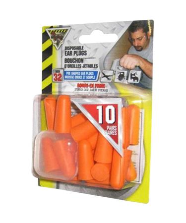 NRR32 Foam Disposable Ear Plugs - 10 Pairs