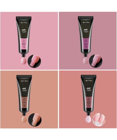 Jane Choi Nail Gel Kit - 4 Colors UV Nail Extension Builder Gel Set for Home Salon - Soft Pink, Pink, Nude, Clear - Nail Tool Extension Glue - Buy Online on GoSupps.com