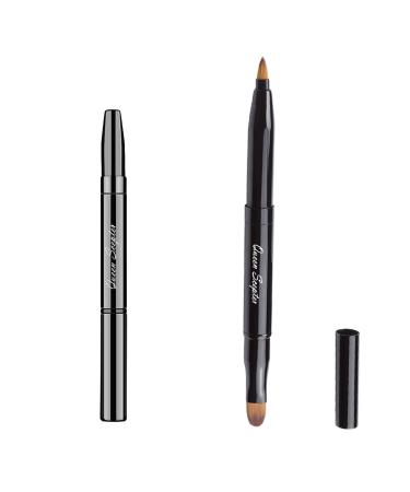 Retractable Lip Brush Concealer Makeup Dual End Travel Size Lipstick Brush With Cap Dual End Retractable Brushes Black
