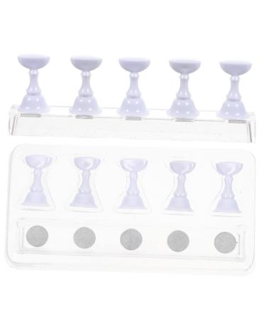 minkissy 2 Sets Nail Checkerboard Nail Hand Practice Press on Nail Stand Fake Hands to Practice Fake Nails Nail Art Tips Display Stand Nail Stand Display Magnetic Head Acrylic White 2.5x1.4x1.4cm White