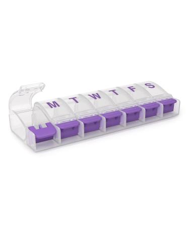 Ezy Dose Push Button Weekly (7-Day) Pill Organizer and Planner (Medium) Arthritis Friendly (Pack of 6) Color May Vary (Pack of 6) Medium