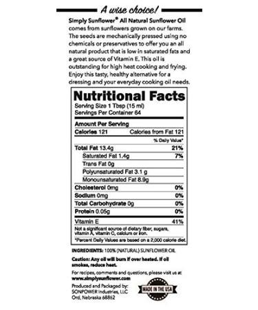 Simply Sunflower All-Natural Sunflower Oil - 32 Fl Oz (1 Bottle) - Buy Online on GoSupps.com