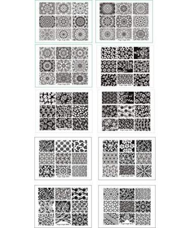 Finger Angel 10-Piece Nail Art Stencil Set | Mixed Designs & Flower Patterns for Creative Nail Art - 8x6 cm - Buy Online on GoSupps.com