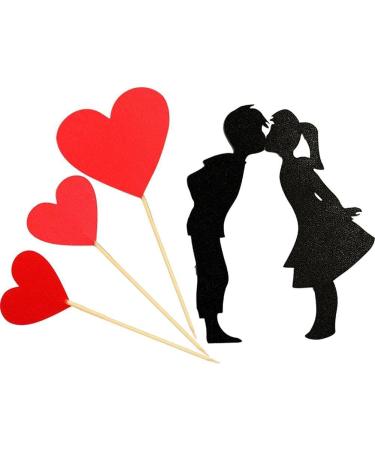 Cartoon Lover Couple Cake Toppers Valentines Day Wedding Party Decorations Cupcake Decors Hearts Engagement Gifts Decor Style3 - Buy Online on GoSupps.com