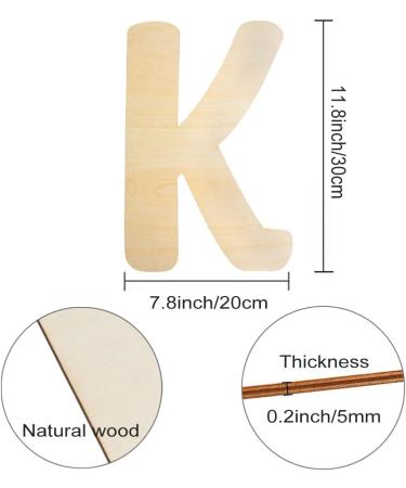 30cm Large Wooden Letter K - 5mm Thick Unfinished MDF for Crafts and Nursery Decor - Buy Online on GoSupps.com