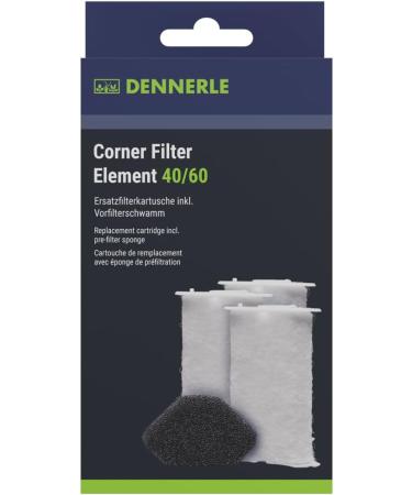 Dennerle Corner Filter Element 40/60 - Pack of 3 Replacement Cartridges with 1 Filter Sponge for Optimal Aquarium Filtration | International Shipping Available - Buy Online on GoSupps.com
