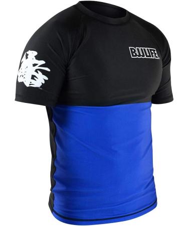 CompLite Ranked Rash Guard - Short Sleeve for BJJ & MMA Training in Blue, Size Medium - Buy Online on GoSupps.com