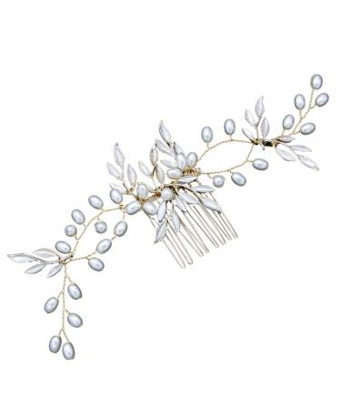Ipetboom Bridal Hair Comb Golden Hair Jewels for Women Headwear for Women Leaf Hair Comb Womens Hair Accessories Hair Accessories for Women Hair Combs for Women Hairpin Wedding Bridesmaid
