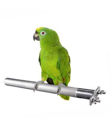 Litewood Bird Perch Stand Cage Shelf Stainless Steel Rod Grinding Claws Trimming Beak Nails Parrot Scratching Stick Exercise Platform for Parakeet Cockatiel Conure African Grey Macaw Cage Accessories L: 11.79x 0.98inch
