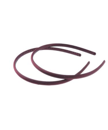 Glamour Girlz Girls Ladies Set of 2 Narrow 1cm Satin Covered Alice Bands Headbands Burgundy