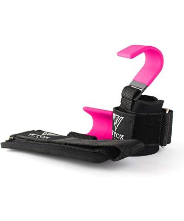 Professional Lifting Straps and Heavy Duty Hooks with Neoprene Padded Wrist Wraps - Ideal Gym Gloves for Weightlifting Support and Grip | Men Women Pair - Pink - Buy Online on GoSupps.com