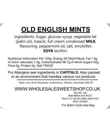 Ellies Jellies Old English Mints 1kg Bag - Buy Online on GoSupps.com