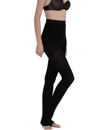 AMZAM 15-20 mmHg Graduated Compression Pantyhose for Women Men - Opaque Waist High Support Tights - Edema Varicose Veins DVT - XXL Open Toe Black - Buy Online on GoSupps.com