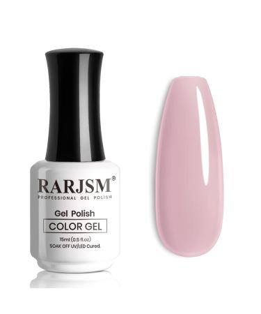 RARJSM Sheer Pink Gel Nail Polish Clear Pink Gel Polish Natural Transparent French Manicure Shimmer Pigment Jelly Nail Gel Varnish Curing Requires Single Bottle 15ml for Home Salon Nail Art DIY Purple Pink