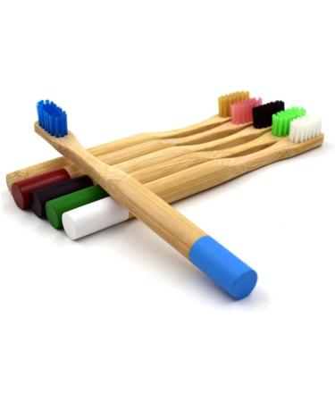 Eco-Friendly Wooden Toothbrush with Round Handle - Blue Bristles | 1 Pack - Ideal for Sustainable Oral Care - Buy Online on GoSupps.com