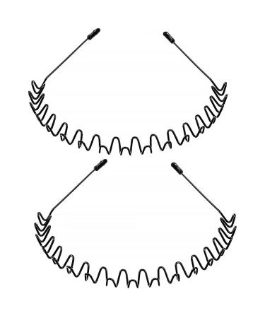 2pack Metal Hair Bands for Men Women's Headbands Unisex Black Wavy Spring Sports Headband for Men's Hair Band Hoop Clips Women Accessories Simple Elastic Non Slip Wide Headwear