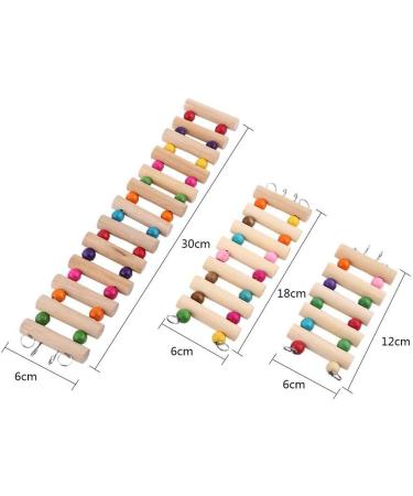3 Sizes Pet Hanging Wooden Ladder - Hamster Stairs Suspension Bridge & Swing Cage Toy for Birds & Rodents - Buy Online on GoSupps.com