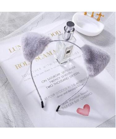 Amropi Cat Ears Headband - Plush Gray Hair Bands for Women & Girls | Daily Wear Cosplay & Party Decoration - Buy Online on GoSupps.com