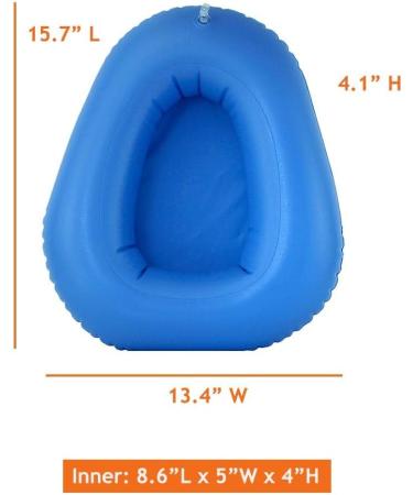 Blue Portable Air Bedpan Inflatable Cushions Potty for Home Hospital Elderly Bedridden Washable Air Inflation Bed Pans for Females - Buy Online on GoSupps.com