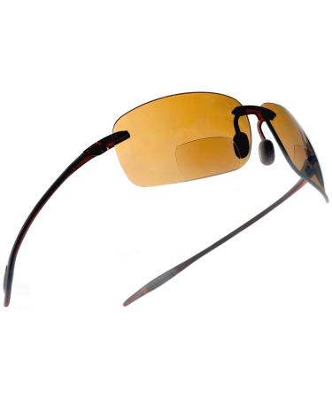 Maui Bifocal Sun Reading Sunglasses for Men and Women TR90 Sports Navigator Readers Brown 1.75 x