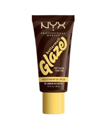 NYX PROFESSIONAL MAKEUP NYX Professional Makeup - Hydrating Foundation SPF 30 - Long-Lasting Wear Up to 12h - 93% Skincare Ingredients - Vegan Formula - Buttermelt Glaze Tint - Shade: Chocolate Buttermelt - 30ml