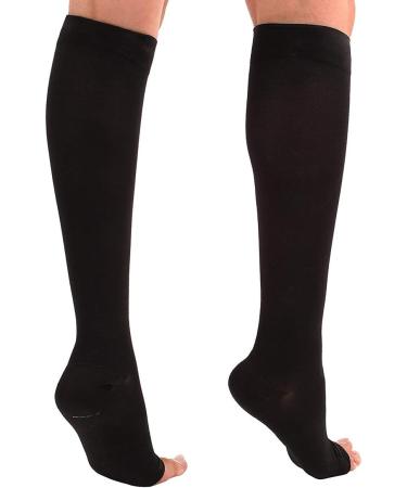 Famkit Compression Socks 23-32 mmHg Open Toe for Varicose Veins - Black - Large | Comfort & Support - Buy Online on GoSupps.com