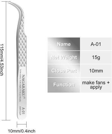 Nagaraku Professional Eyelash Extension Tweezers - Precision Diamond Handle Durable & Lightweight Universal Tweezers for Easy Volume Fanning (A-01) - Buy Online on GoSupps.com