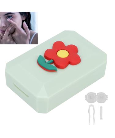 Fashionable Contact Lens Box & Storage Kit | Green Holder for Soft & Hard Lenses (Flower Design) - International Shipping Available - Buy Online on GoSupps.com