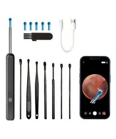Lomug ear wax removal Otoscope 16PC EAR Cleaning kit with 5 replacement heads WiFi ear cleaner camera with 6 LEDs 1920p 20mm focal length ear endoscope for Android iOS Harmony OS (black)