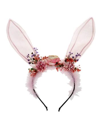 Lurrose Long Bunny Ear Headband Flower Hairbands Easter Hair Accessory Rabbit Ear Hair Hoop Party Favors Headwear for Children Women Kids