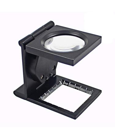Spacmirrors 10 X Linen Test Three Folding Magnifying Glass Portable Zinc Alloy Magnifierwith LED Lamp for Textile Jewelry Collection Repair Magnifier