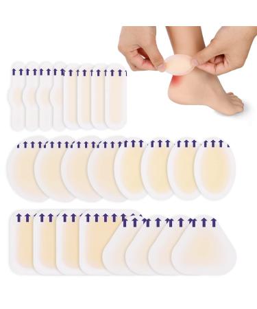 ACWOO Blister Plasters 24PCS Invisible Hydrocolloid Gel Blister Bandages Blister Heel Protector Waterproof Blister Protector Blister Cushion Pad for Feet Toes Fingers Heels Protector & Guard Skin 24pcs-a