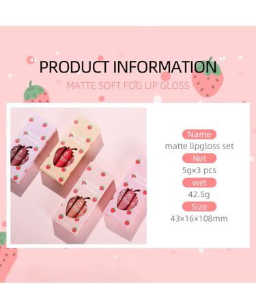 Reddhoon Strawberry Matte Lipstick Set - Waterproof Long-lasting Non-Stick Cup Lip Gloss Trio - Buy Online on GoSupps.com