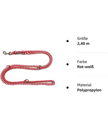 Dogeline Double-Leash for Medium Dogs Up to 45 kg | 39 Colors | 2.40 m Red-White Practice Line | Stable & Durable - Buy Online on GoSupps.com
